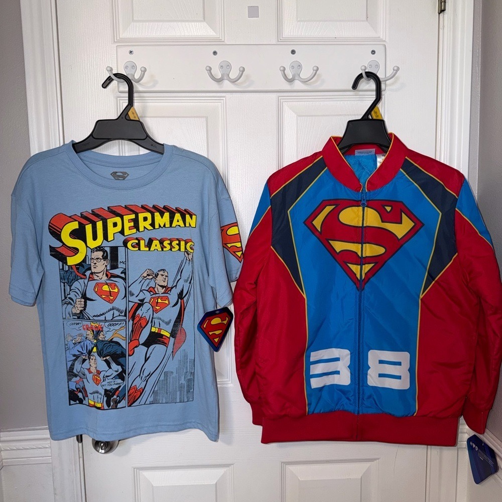 Boys bomber jacket and tshirt Superman large